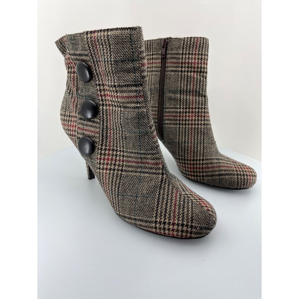 Women’s Diba Gray Tweed Plaid Stiletto Ankle Boots Size 11m